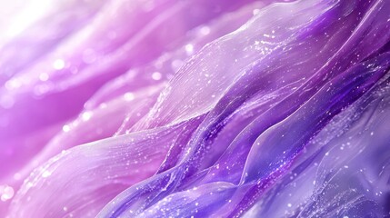 Shimmering layers of flowing, abstract shapes in lavender and purple tones