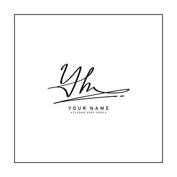 Handwritten Signature logo for Initial Letter YH - Vector Logo Template for Alphabet Y and H