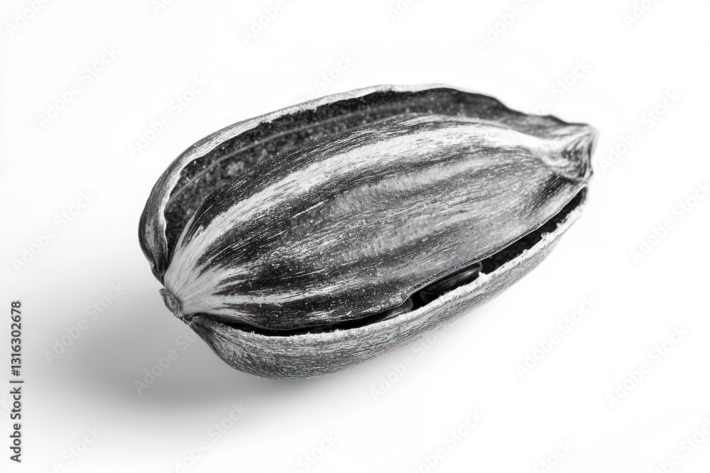 Poster captivating monochrome close up of a sunflower seed in studio setting showcasing detailed textures a