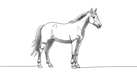 Fototapeta premium Minimalist Line Art Horse Drawing