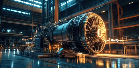 A sleek futuristic power engine in a modern urban landscape, showcasing cutting-edge technology and innovation.