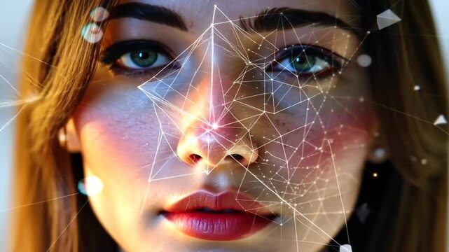 Portr&auml;t einer vision&auml;ren Unternehmerin mit Datenhintergrund
