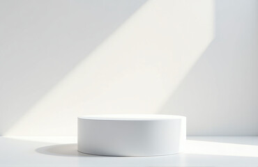 Luxury 3d Podium With A Natural Light Effect On A White Background Ideal For Branding And Presentation Needs.