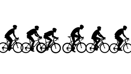 Fototapeta premium Silhouette of a man riding bicycle team, bike, bicycle, sport, silhouette, cycling, cyclist, vector, cycle, biker, people, mountain, biking, illustration, ride, wheel, race, woman, riding, black, exer