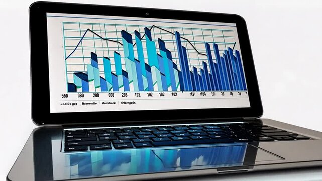 Laptop zeigt Wachstum von Finanzdiagrammen in Echtzeit