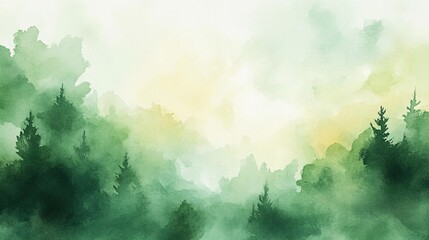 Obraz premium Serene abstract watercolor design with blended greens and whites, ideal for eco-friendly promotions, wellness events, or spring-themed designs.