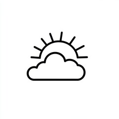 Partially cloudy weather is symbolized by a simple black and white icon of a sun shining through clouds
