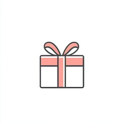 Black line art shows a gift box that is tied up with a ribbon