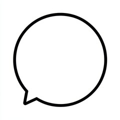 A clean white backdrop provides the setting for a minimalist speech bubble icon, which features a black line and rounded corners to symbolize communication