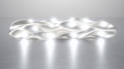 Abstract Illuminated Waves: A Modern Silver Surface and Radiant Light Effects
