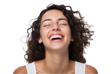  Teen Laughing with Eyes Closed – Natural Joy Isolated on Transparent Background