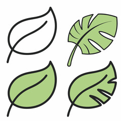 Leaf Set of Four Multiple Styles vector  illustration