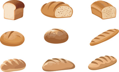 set of cartoon bread