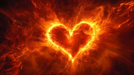Fiery Heart: Passionate Energy in Flames 