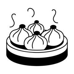 Hot dumplings illustration in hand drawn style 

