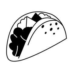 Taco dish illustration in hand drawn style 
