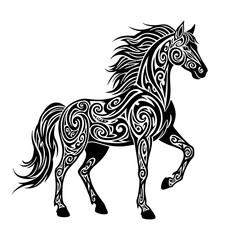 Obraz premium Tribal Horse Art in Black and White