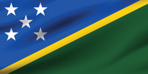 Solomon Islands flag official colors and proportion digital vector illustration. Pleated flag.