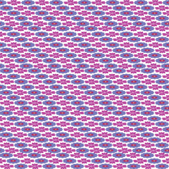 pink and blue flowers seamless pattern,  flower field in the sunny day