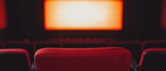 Empty Red Seat: Glowing Screen in Dark Theater 