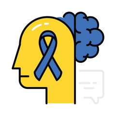 Brain Cancer vector filled outline icon. EPS 10 file