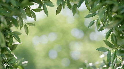 Obraz premium Green Leaves Frame Natural Background