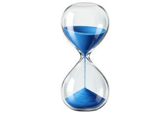 Isolated Hourglass with Flowing Blue Sand Time