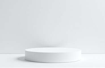 Geometric White Platform Sits Alone On A Blank, Minimalist Background With Clean Lines And Simple Shape.