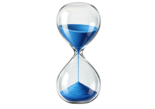 Isolated Hourglass with Flowing Blue Sand Time