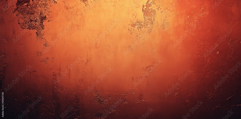 Poster the background is a metallic orange color that incorporates a textured gradient, progressing from a 