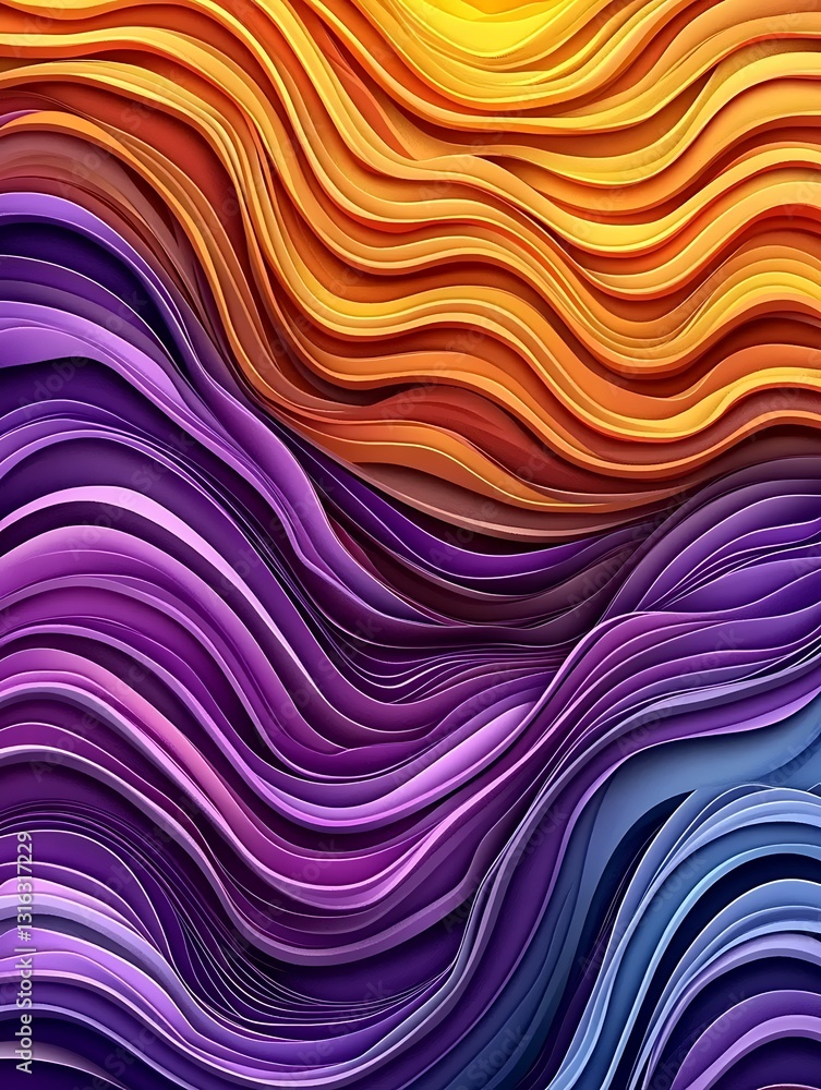 Poster wavy colorful lines abstract background, dynamic vibrant spectrum curves