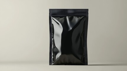 Black Foil Pouch Packaging Mockup