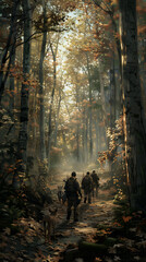 Obraz premium Thrilling Scene from the Tennessee Hunting Season in a Lush Autumn Forest