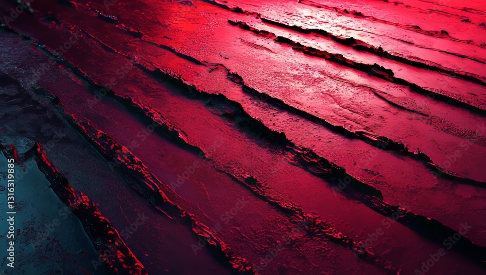 Poster the image has a background with a grainy, red gradient that subtly shifts to black, complemented by 