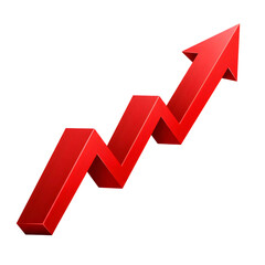Red Upward Arrow Graph Indicating Growth, Cut-Out