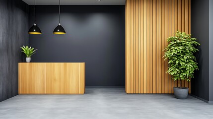 Modern Office Reception Area: 3D Render of Minimalist Interior Design AI Generated