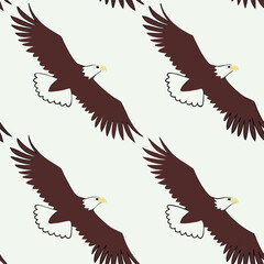Obraz premium Bald eagle illustration soaring with wings spread, nature background