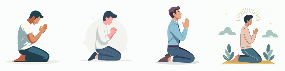 vector collection of a person praying and begging