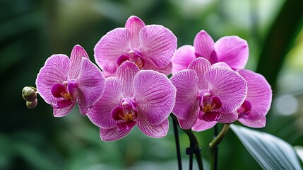Close-up of vibrant pink orchids in bloom.
