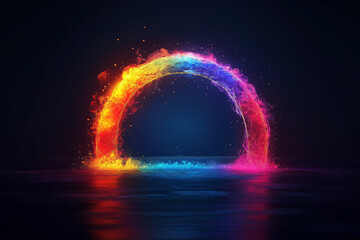 Obraz premium digital illustration featuring a glowing, vibrant rainbow.
