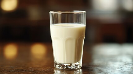 A chilled glass of milk, its surface shimmering like polished glass, held within it the promise of creamy goodness, a simple yet comforting delight.