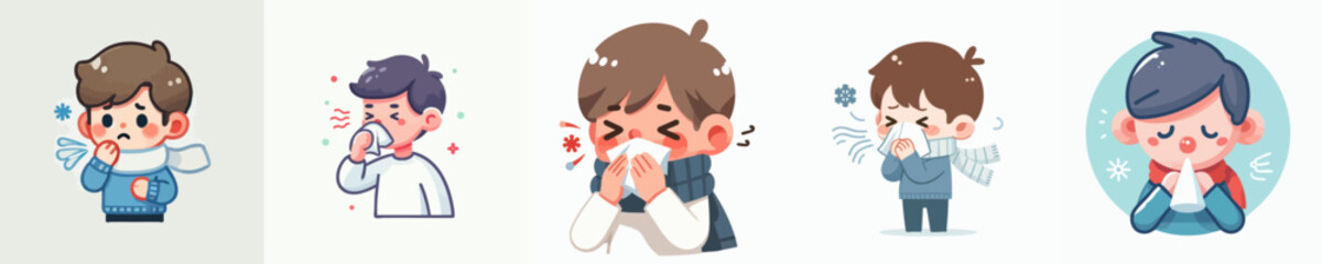 Vector of a person with flu