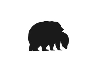 Simple Silhouette of Two Bears. Animals in Mating Positions. simple black silhouettes of horses engage in mating postures. vector on a white background.