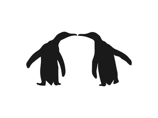 Group of Penguin couple Silhouette isolated. Penguin silhouettes set. Penguin icons set. black and white penguin. Vector illustration isolated on a white background.
