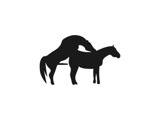 Horse mating silhouette Wildlife Silhouette. Animals in Mating Positions. Three simple black silhouettes of horses engaging in mating postures are vector on a white background.