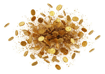 Isolated Gold Coins Explosion