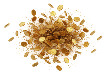 Isolated Gold Coins Explosion