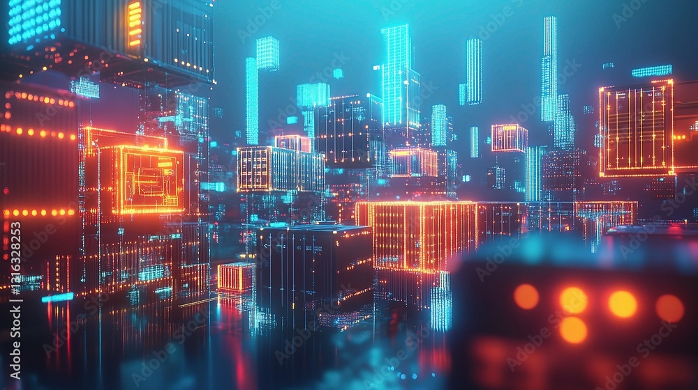 Poster futuristic global logistics network and distribution visual display
