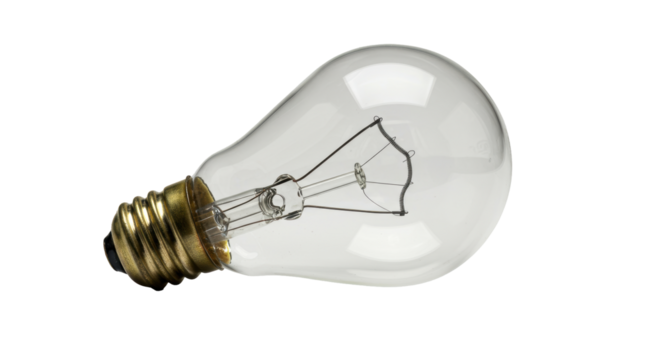 Isolated Clear Glass Incandescent Light Bulb