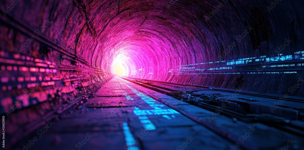 Poster a glowing matrix of digital binary code streaming across cyberspace, blurred and undefined, represen